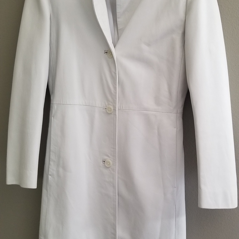 White Italian Leather Coat